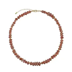 241009250017 Collana in Pietra del sole (ematite-feldspato) a forma libera (6 x 5-10 mm), placcata oro | Marco Schreier