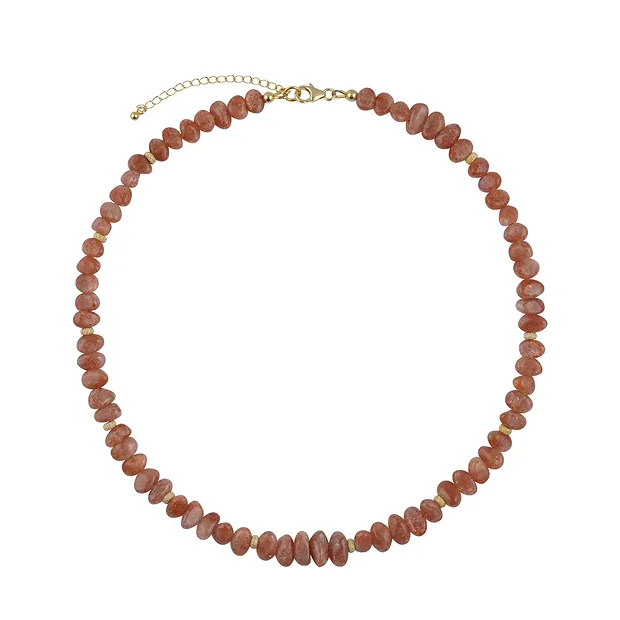 Collana in Pietra del sole (ematite-feldspato) a forma libera (6 x 5-10 mm), placcata oro | Marco Schreier