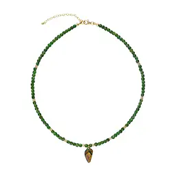 241009250022 Collier Chromdiopsid Würfel (4mm), Ammolith, vergoldet, Verlängerungskettchen | Marco Schreier