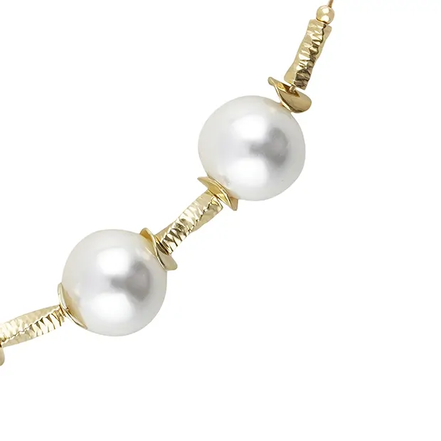 Collar Atelier cuentas de concha 12mm, dorado | Marco Schreier