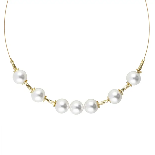 Collar Atelier cuentas de concha 12mm, dorado | Marco Schreier