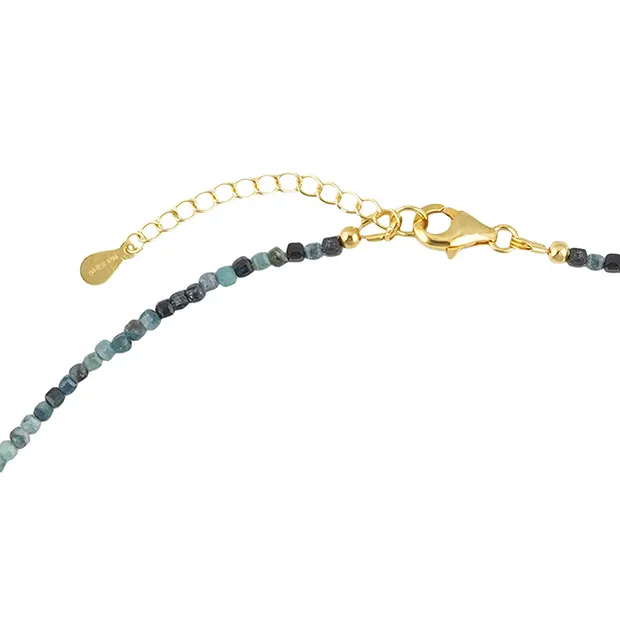 Tourmaline (blue) necklace, faceted cube, gold-plated | Marco Schreier