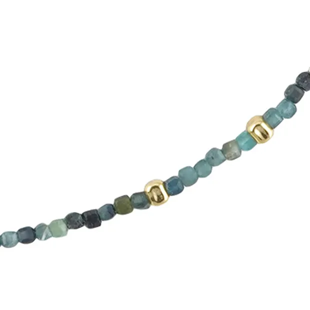 Tourmaline (blue) necklace, faceted cube, gold-plated | Marco Schreier