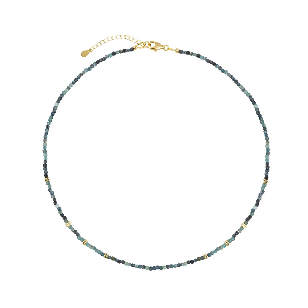 Collier Turmalin (blau), Würfel facettiert, vergoldet | Marco Schreier