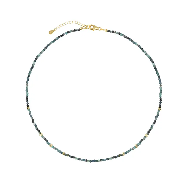 Collana Tormalina (blu), cubo sfaccettato, placcato oro | Marco Schreier