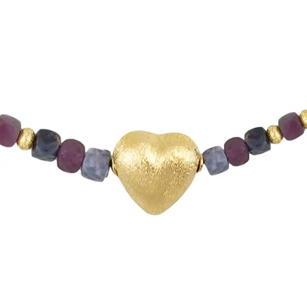 Atelierkette Rubin-Würfel, Saphir-Würfel, vergoldet | Marco Schreier