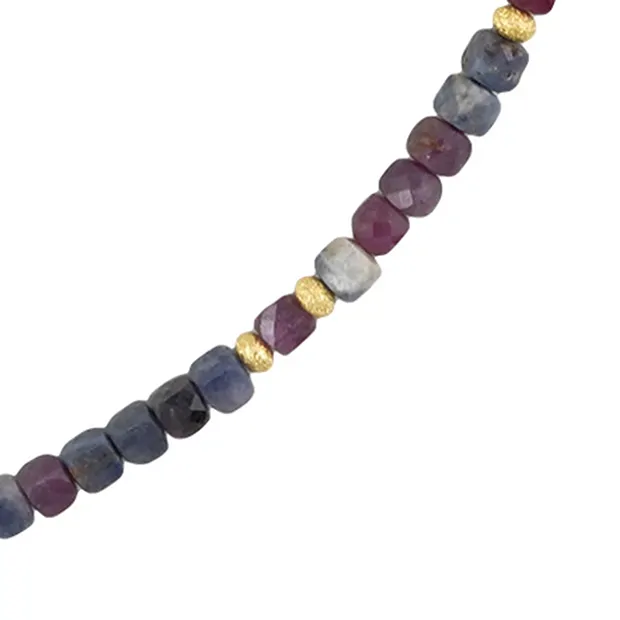 Atelierkette Rubin-Würfel, Saphir-Würfel, vergoldet | Marco Schreier