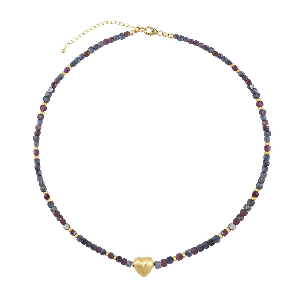 Atelierkette Rubin-Würfel, Saphir-Würfel, vergoldet | Marco Schreier