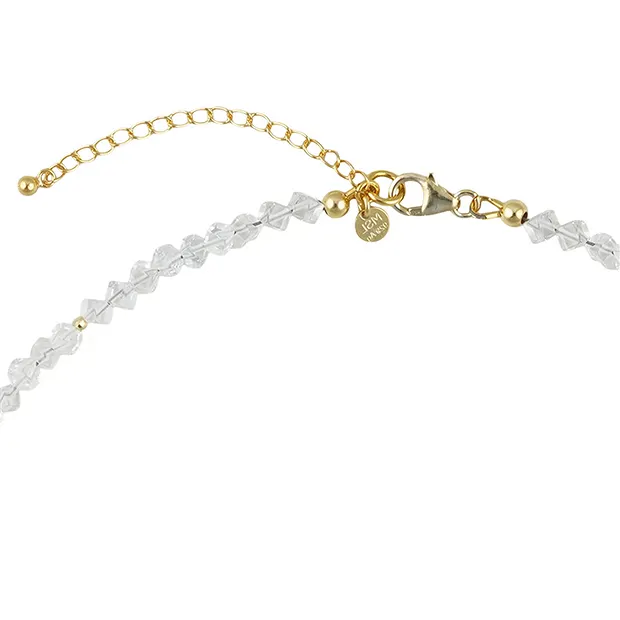 Atelier necklace Rock Crystal cube, Larimar, gold-plated | Marco Schreier