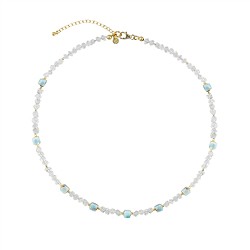 241009250076 Cha&#xEE;ne d&#x27;atelier Cristal de roche en cubes, Larimar, dor&#xE9; | Marco Schreier