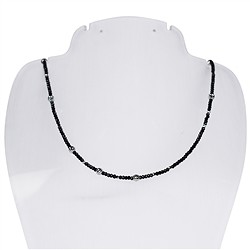 241018190060 Collana di Spinello (nero), perle sfaccettate da 2 mm, catena di estensione, rodiata | Marco Schreier