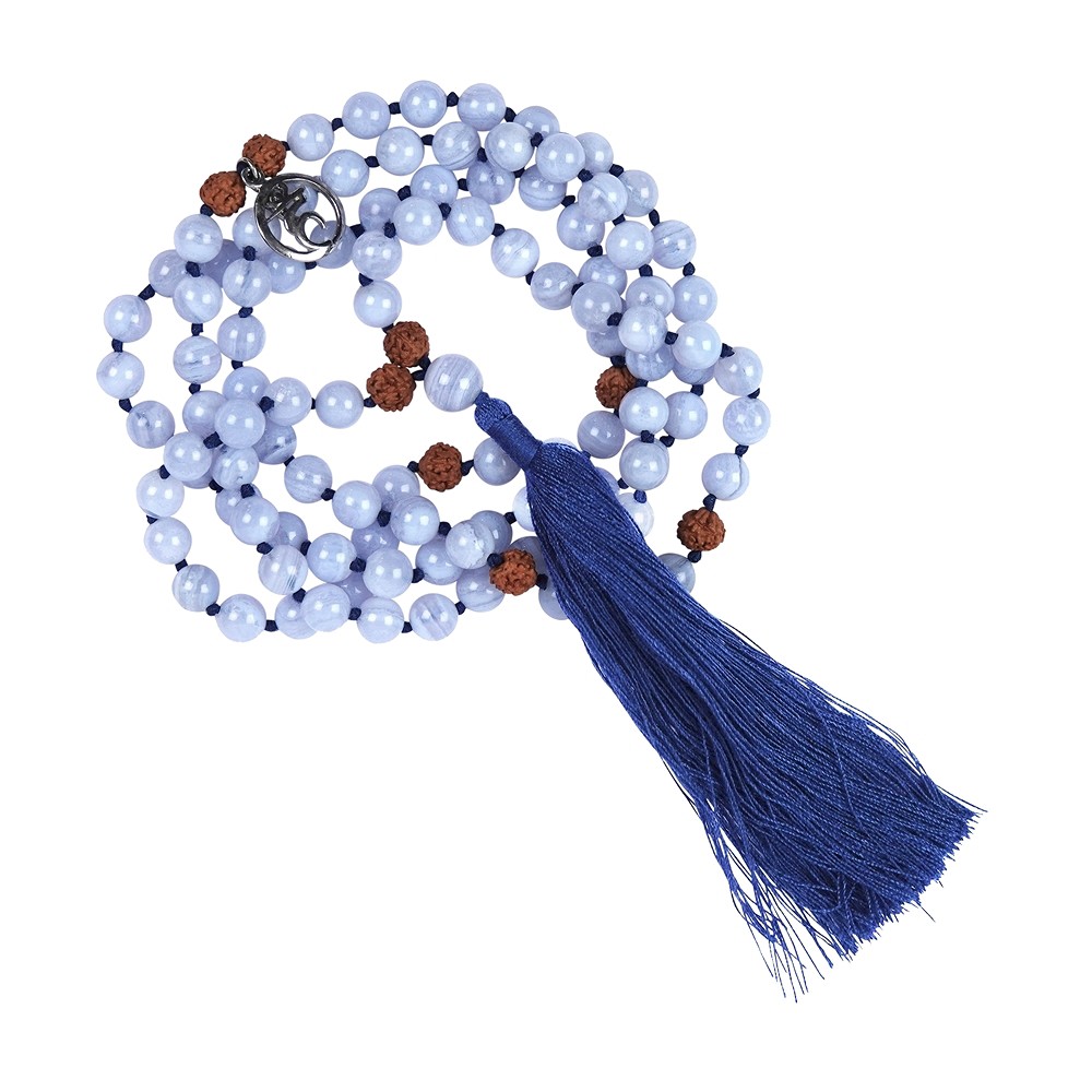 Blue Lace Agate gemstone mala (Vishuddha; throat chakra) | Marco Schreier