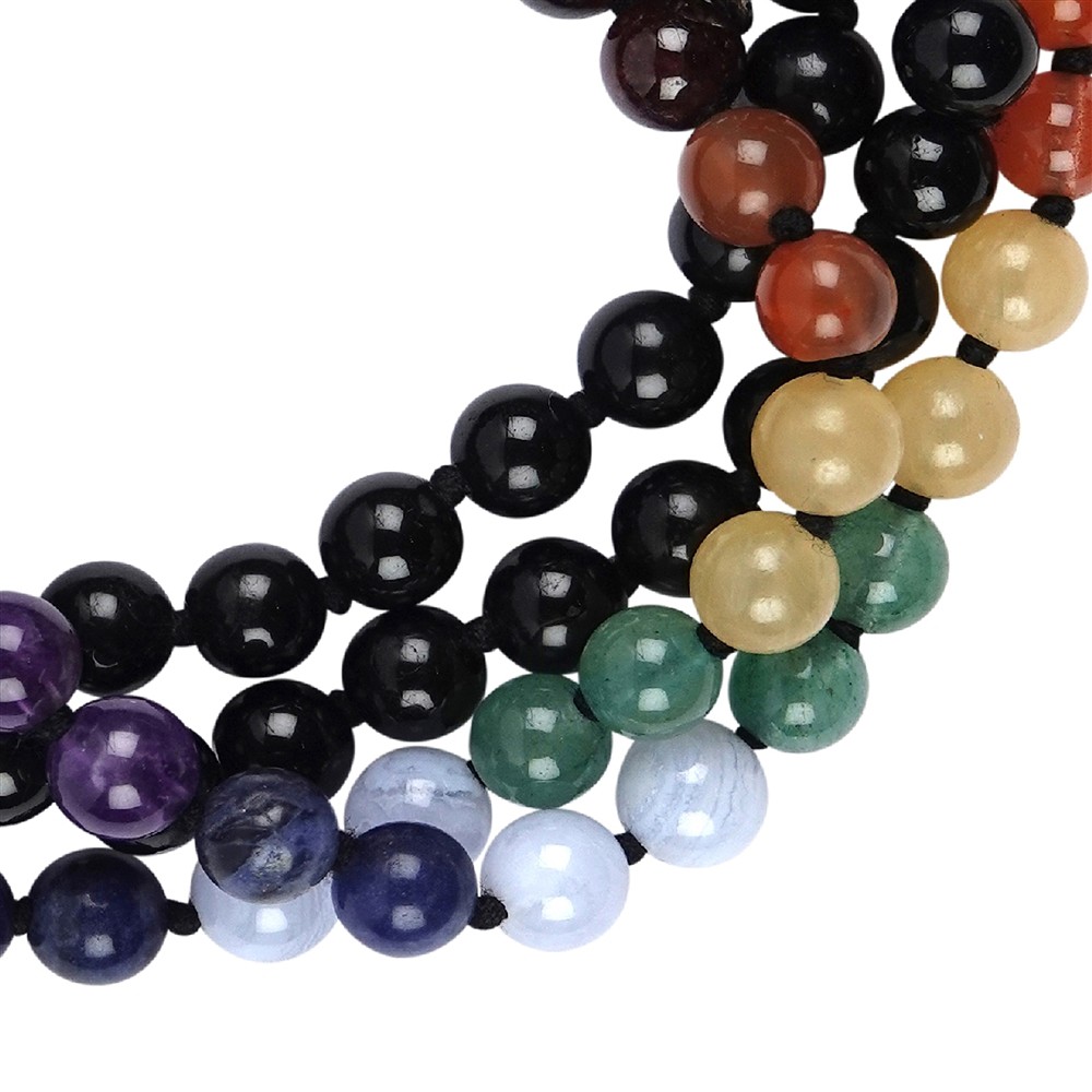 Schorl in pietra preziosa con perline chakra | grossista gemme e pietre curative