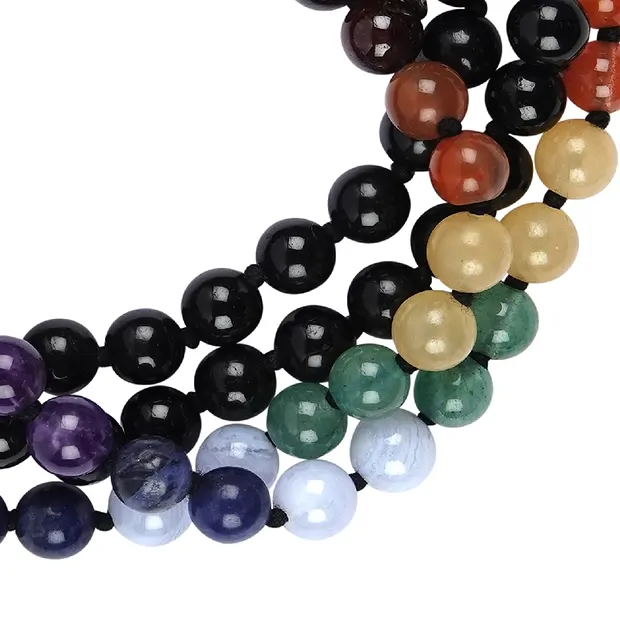 Edelstein-Mala Schörl mit Chakraperlen | Edelsteine, Heilsteine & Schmuck-Handel