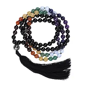 Edelstein-Mala Schörl mit Chakraperlen | Edelsteine, Heilsteine & Schmuck-Handel