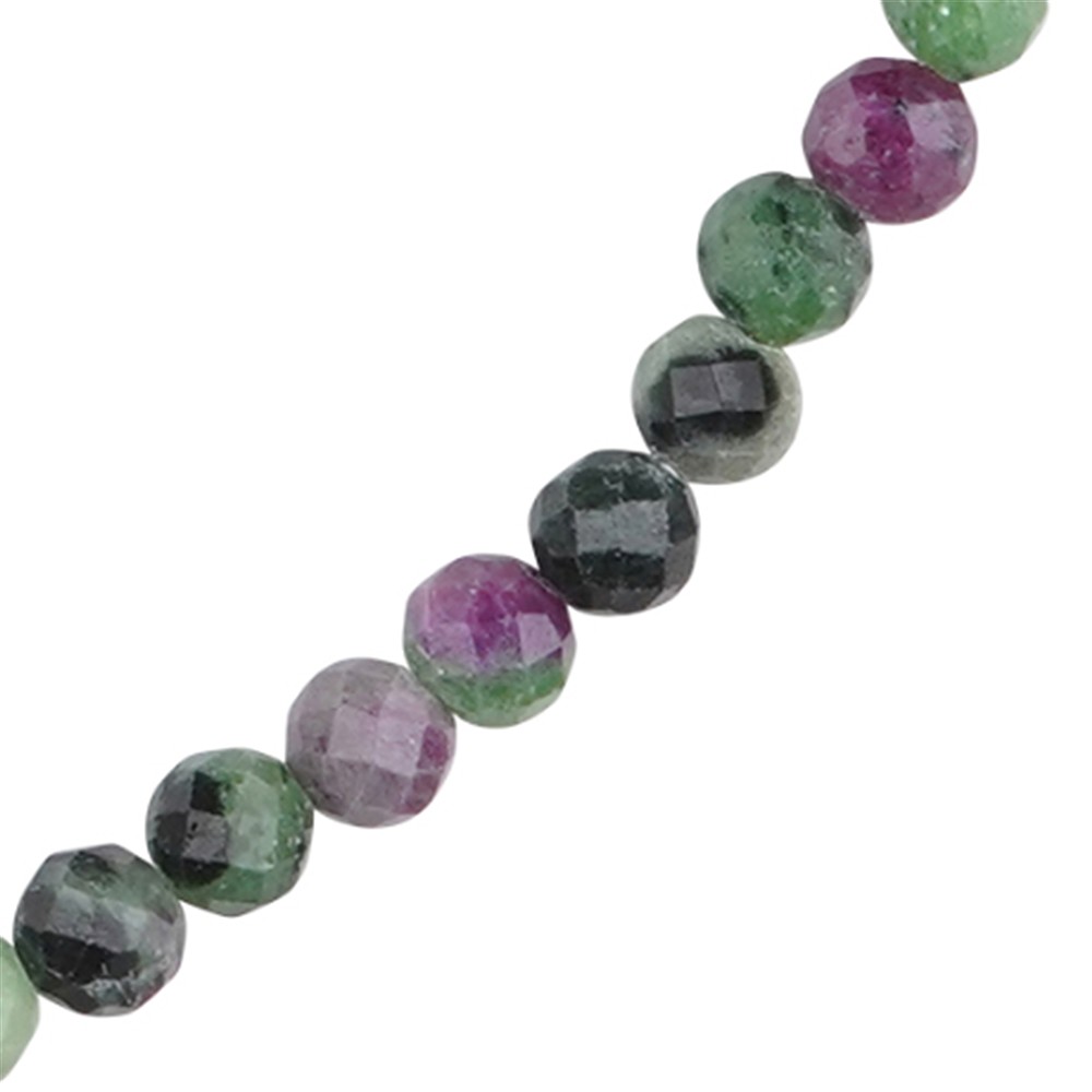 Necklace Zoisite with Ruby, 6mm beads faceted, extension chain | Marco Schreier