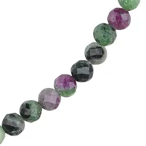 Necklace Zoisite with Ruby, beads (6mm), faceted | Marco Schreier
