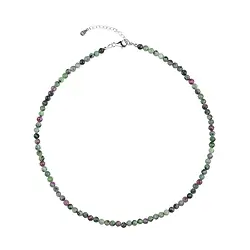 241018200010 Necklace Zoisite with Ruby, 6mm beads faceted, extension chain | Marco Schreier