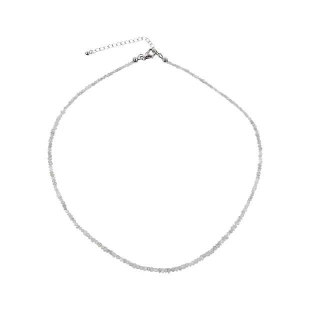 Kette Diamant (silber), Rohkristalle (2,0 - 2,5mm), rhodiniert, Verlängerungskettchen | Marco Schreier