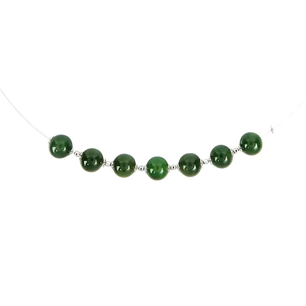 Nephrite necklace, beads, rhodiniert, extension chain | Marco Schreier