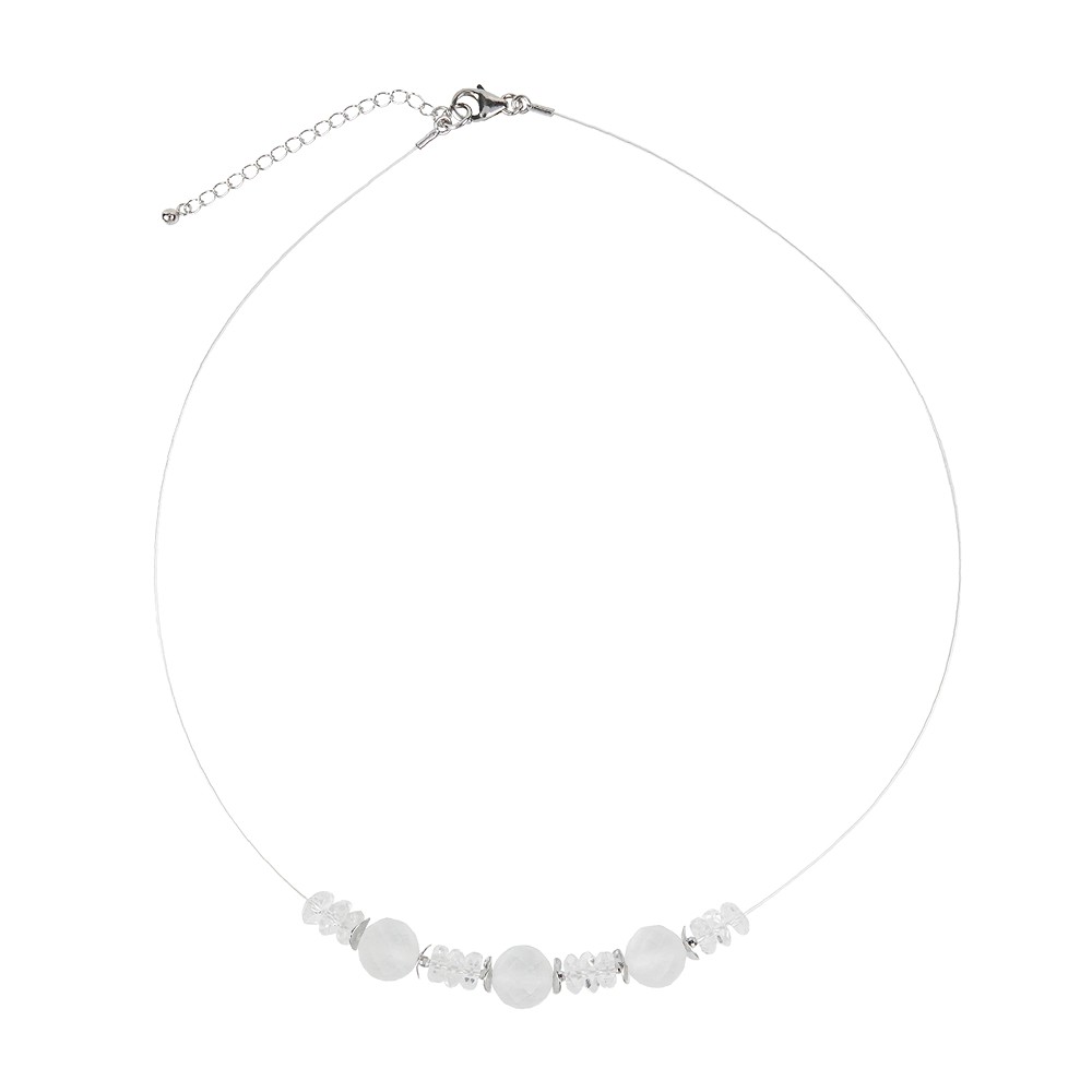 Atelierkette Bergkristall, Button/Kugeln, rhodiniert | Marco Schreier