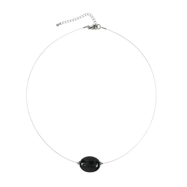 Collier Regenbogen-Obsidian, Linse, rhodiniert, Verlängerungskettchen | Marco Schreier