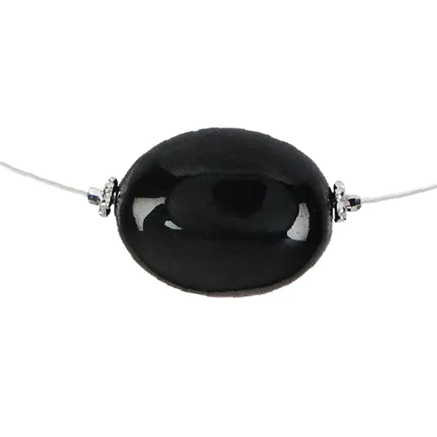 Collier Regenbogen-Obsidian, Linse, rhodiniert, Verlängerungskettchen | Marco Schreier