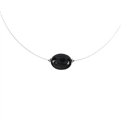 241018210013 Obsidian (Rainbow) necklace, Lense, rhodiniert, extension chain | Marco Schreier
