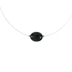 241018210013 Obsidian (Rainbow) necklace, Lense, rhodiniert, extension chain | Marco Schreier