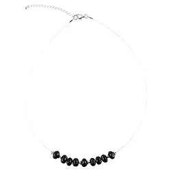 241018210016 Collier Spinell (schwarz) Button facettiert, Silber rhodiniert, Verlängerungskettchen | Marco Schreier