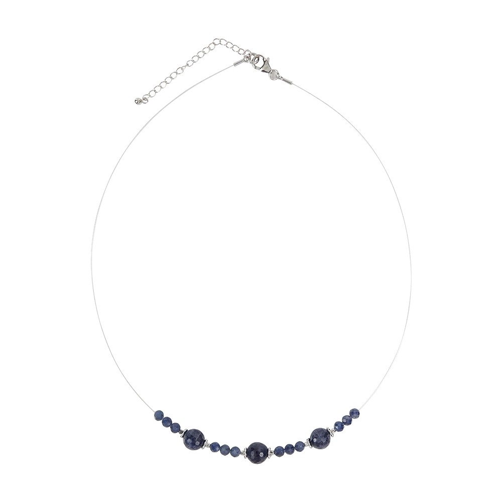 Sapphire necklace, beads, rhodiniert, extension chain | Marco Schreier