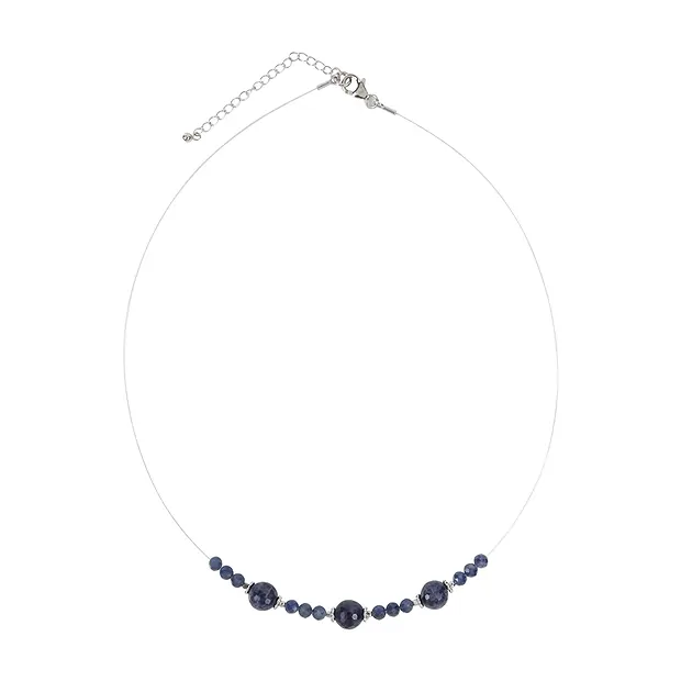 Collier Saphir, boules, rhodié, Chaîne d'extension | Marco Schreier