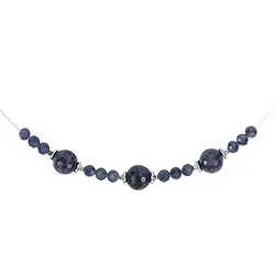 241018210017 Sapphire necklace, beads, rhodiniert, extension chain | Marco Schreier