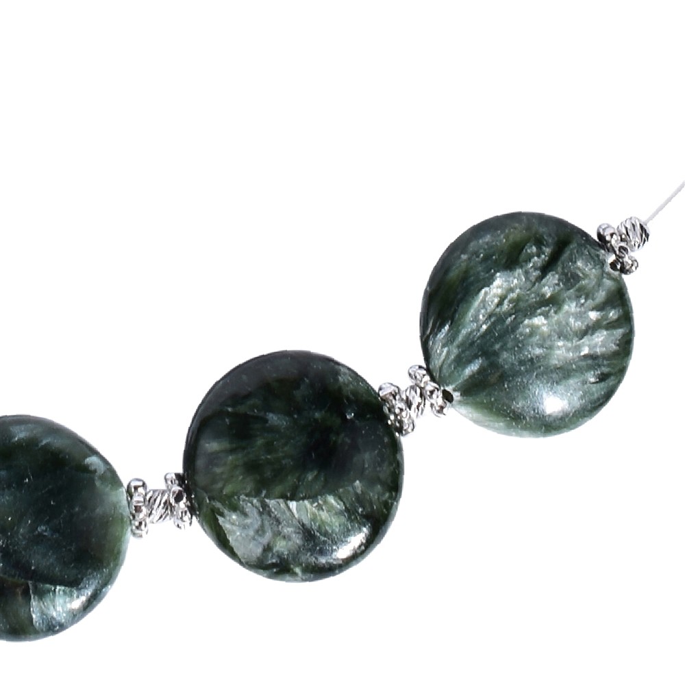 Serafinite necklace, coin 16mm, rhodiniert, extension chain | Marco Schreier