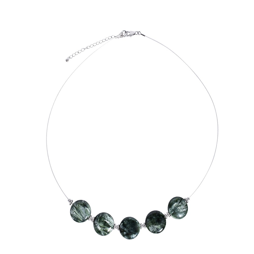 Serafinite necklace, coin 16mm, rhodiniert, extension chain | Marco Schreier