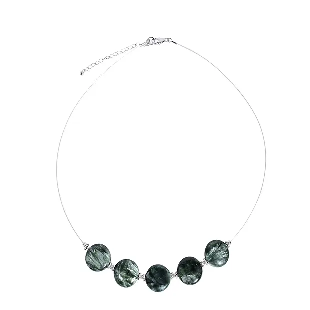 Collar de serafinita, moneda de 16 mm, rodinado, cadena extensible | Marco Schreier