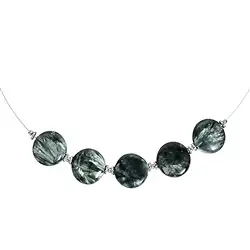 241018220010 Collier Serafinit, Coin 16mm, rhodiniert, Verlängerungskettchen | Marco Schreier