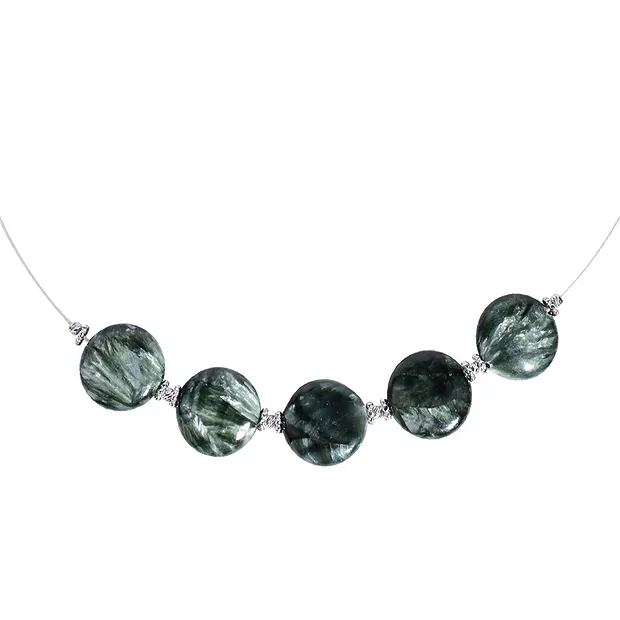 Collana in serafinite, moneta 16 mm, rodiata, catena di prolungamento | Marco Schreier
