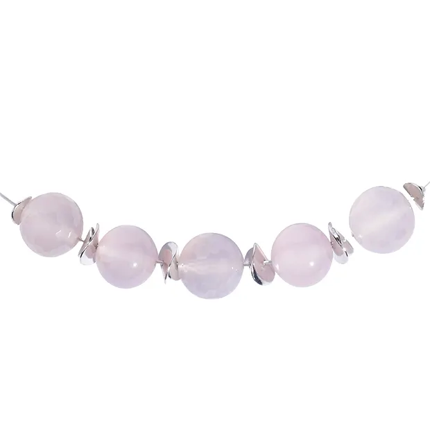 Collier Chalcedon (rosa), Kugeln, rhodiniert, Verlängerungskettchen | Marco Schreier