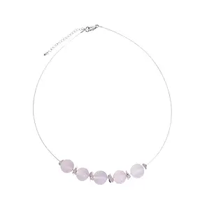 Chalcedony (pink) necklace, beads, rhodiniert, extension chain | Marco Schreier