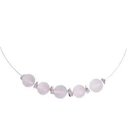 241018220011 Collier Chalcedon (rosa), Kugeln, rhodiniert, Verlängerungskettchen | Marco Schreier