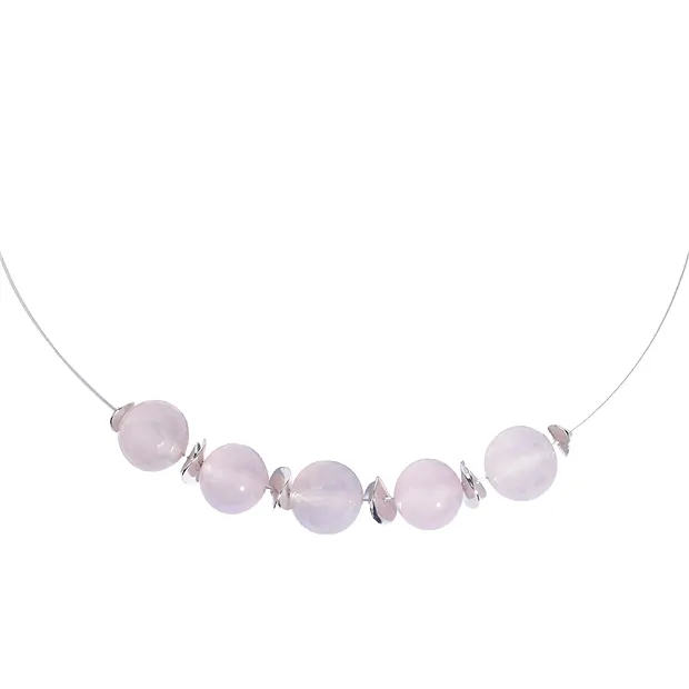 Collier Chalcedon (rosa), Kugeln, rhodiniert, Verlängerungskettchen | Marco Schreier