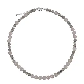 Atelierkette Chalcedon (rosa, silbergrau), Kugeln, rhodiniert | Marco Schreier