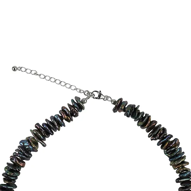 Collar Keshi perlas oscuras (8 - 10mm), rodinado | Marco Schreier