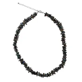 Collana di perle Keshi scure (8-10 mm), rodiate | Marco Schreier