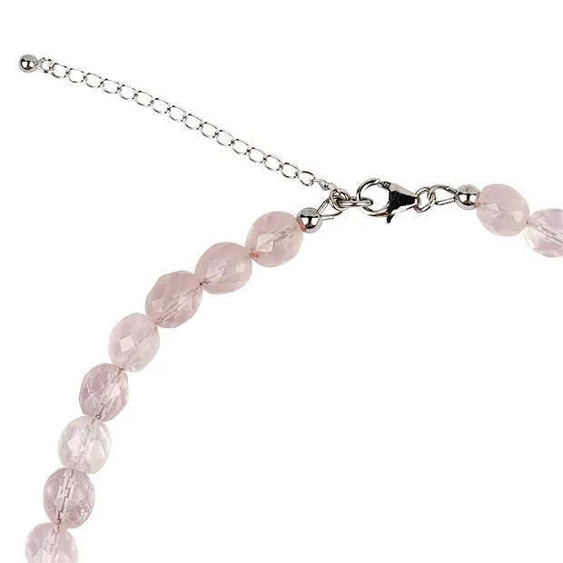 Collar Cuarzo rosa, pepitas (9mm), facetado, rodinado | Marco Schreier