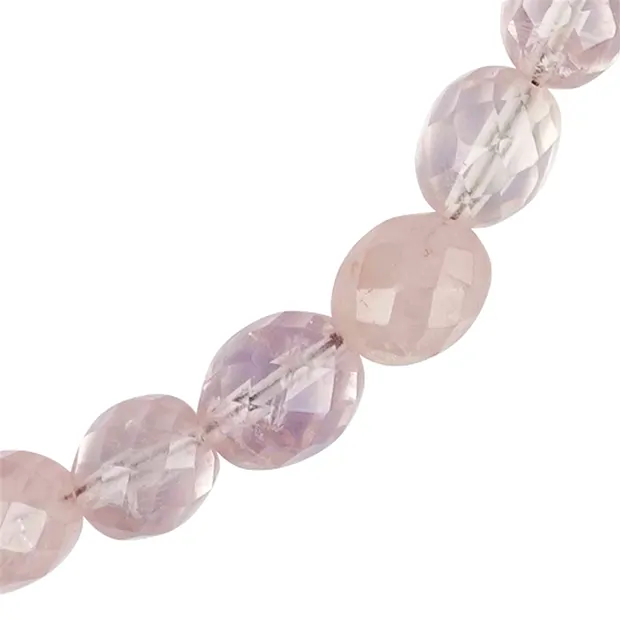 Collana Quarzo rosa, pepite (9 mm), sfaccettato, rodiato | Marco Schreier