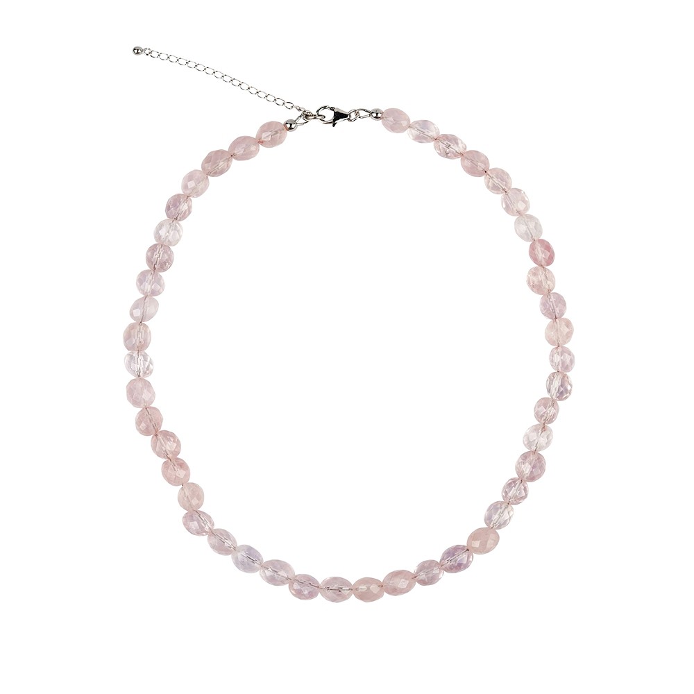 Necklace Rose Quartz, nuggets (9mm), faceted, rhodiniert | Marco Schreier