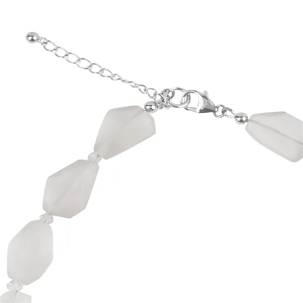 Rock Crystal necklace, matt nuggets (10 - 25 x 15 - 20mm), rhodiniert | Marco Schreier