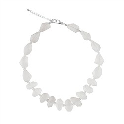 241018230010 Rock Crystal necklace, matt nuggets (10 - 25 x 15 - 20mm), rhodiniert | Marco Schreier
